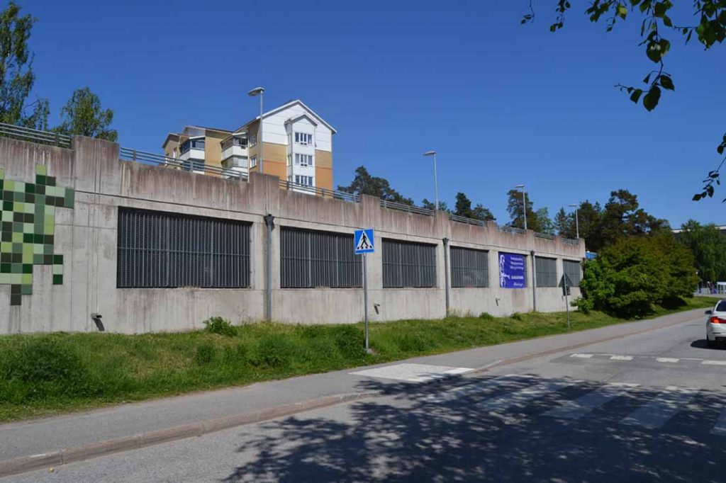 Anläggningen och etableringen inför renoveringen av garaget i Vendelsö