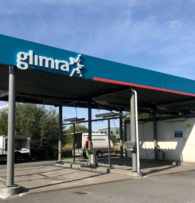 Rostskyddsmålning av stål i Glimras tvättstationer - Allblästring